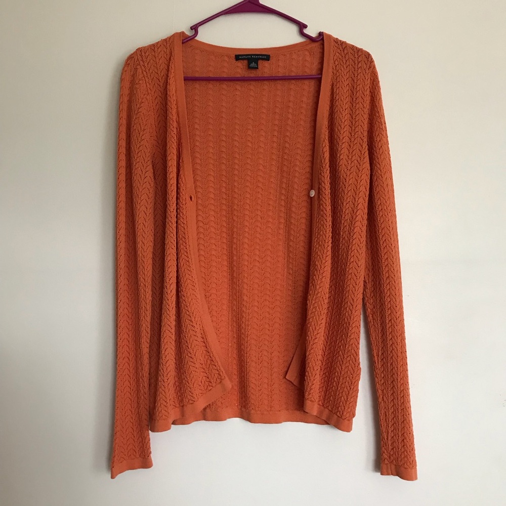 Banana Republic Silk Blend Orange Knit Cardigan